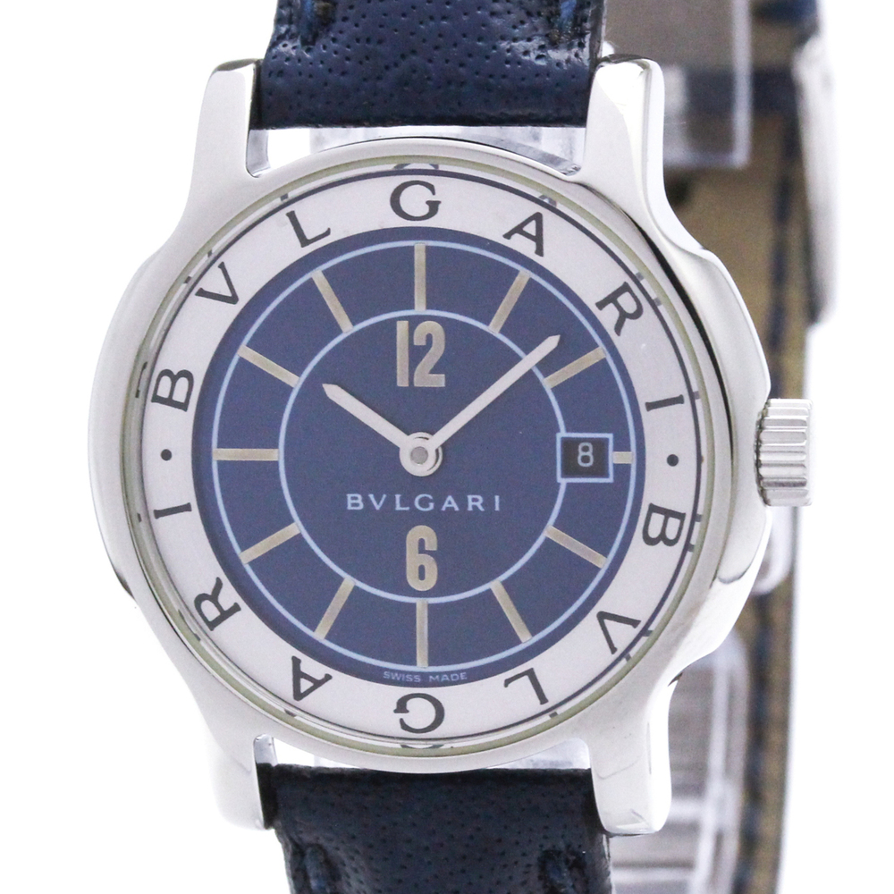 BVLGARI Solotempo Steel Leather Quartz Ladies Watch ST29S Polished
